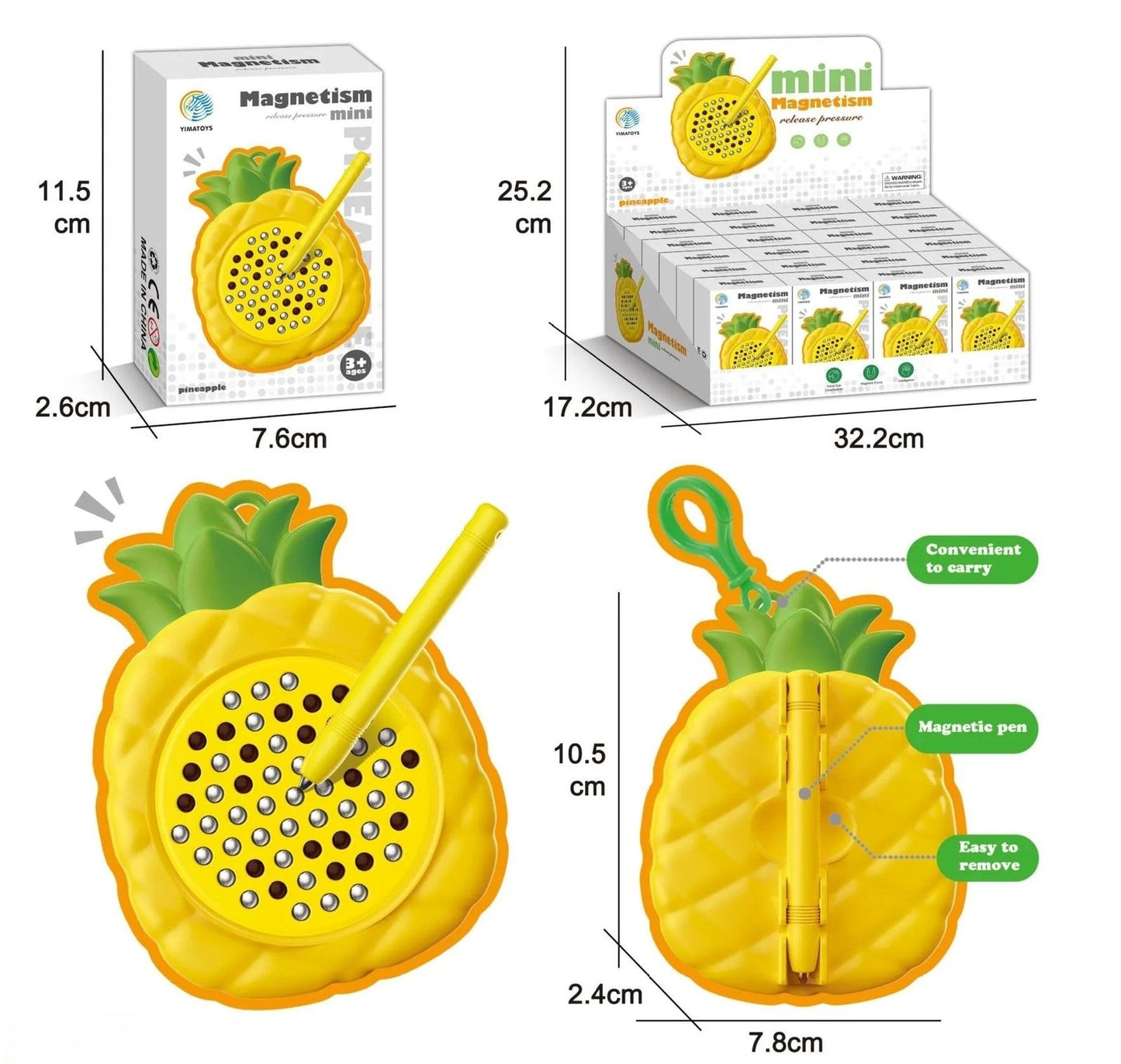 Pineapple Magnetic Dot Drawing Keychain Toy