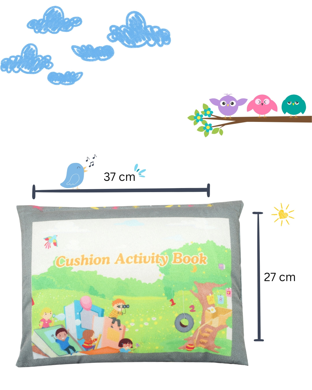 PiK A BOO Quiet Busy Velcro Activity Cushion Cloth Book for Babies & Toddlers Age 1-4 Yrs Early Learning Developmental Plush Soft Toy