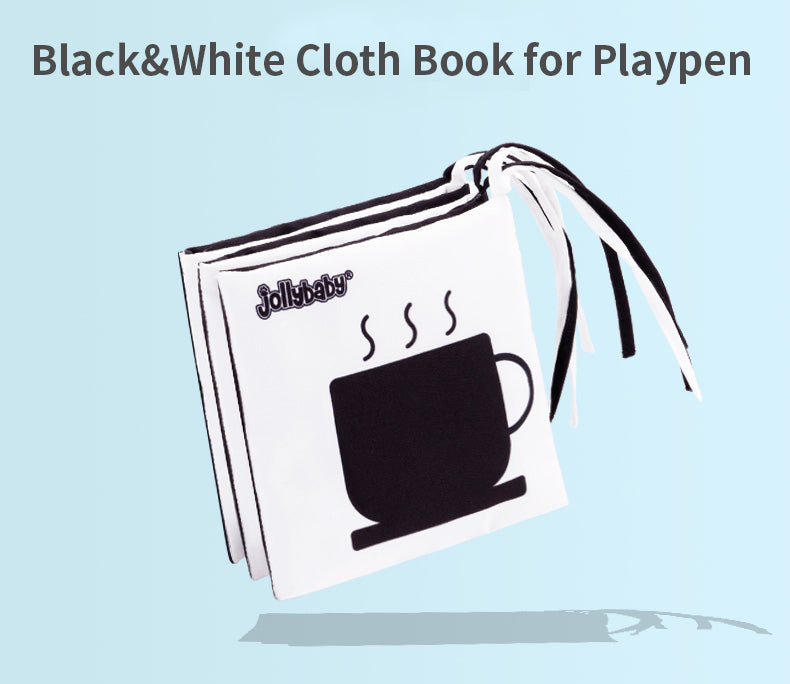 Black and White Sensory Clip-on Pram Crib Cloth Book