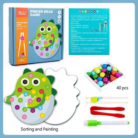 Montessori Pincer Grip Beads Puzzle – Color & Pattern Matching Game