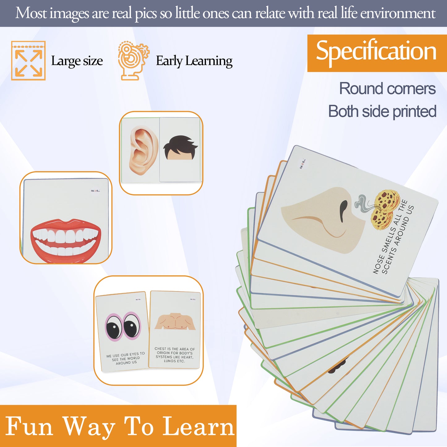 PiK A BOO Body Parts FlashCards – Early Learning for Kids & Toddlers (Set of 18)