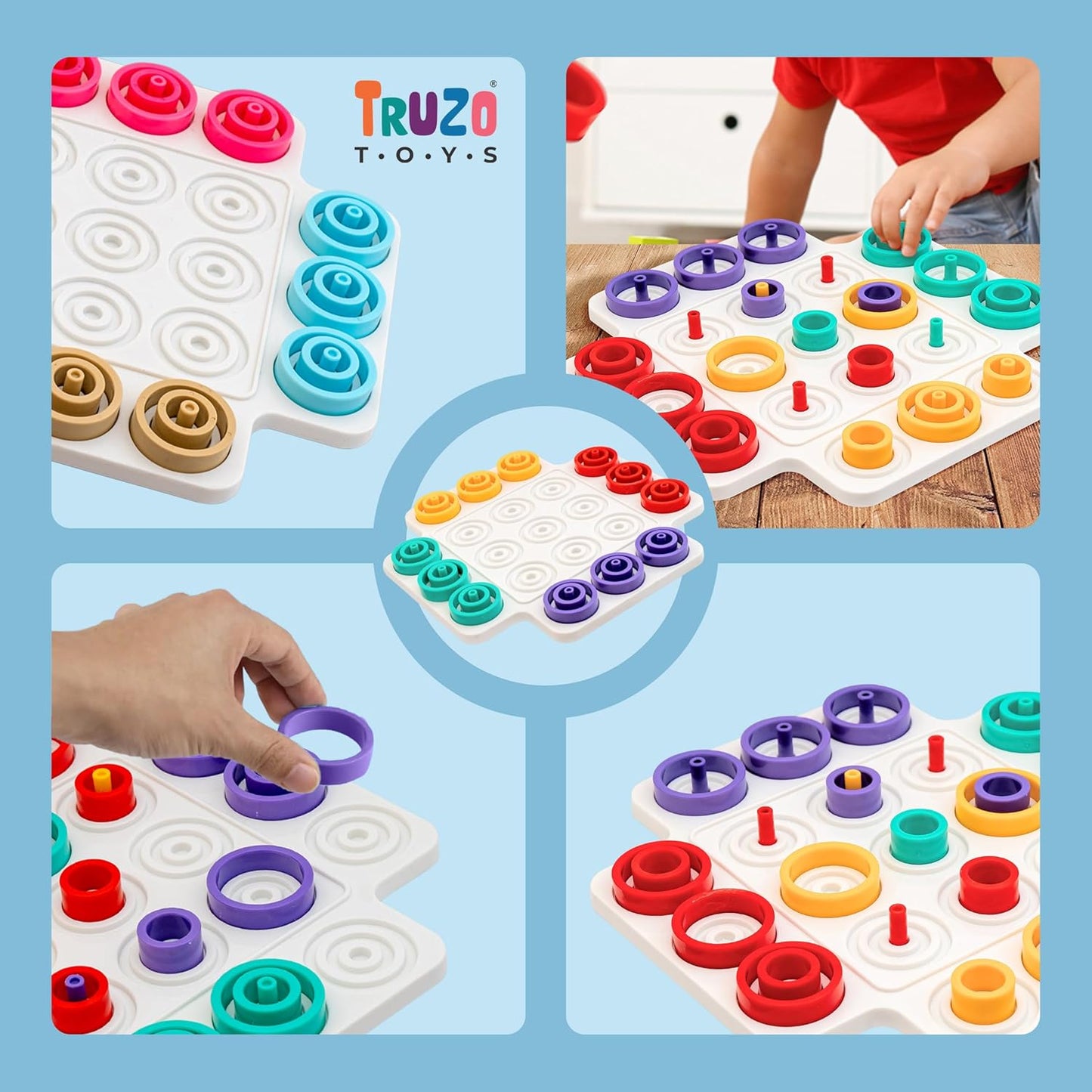 3D Brain Teaser Puzzle Game for Kids | Educational Strategy Board Toy with Colorful Rings for Fun Learning