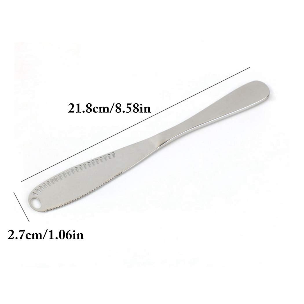 3-in-1 Butter Knife – Multi-Function Stainless Steel Curler & Spreader with Serrated Edge and Shredding Slots for Vegetables, Fruit & Cheese