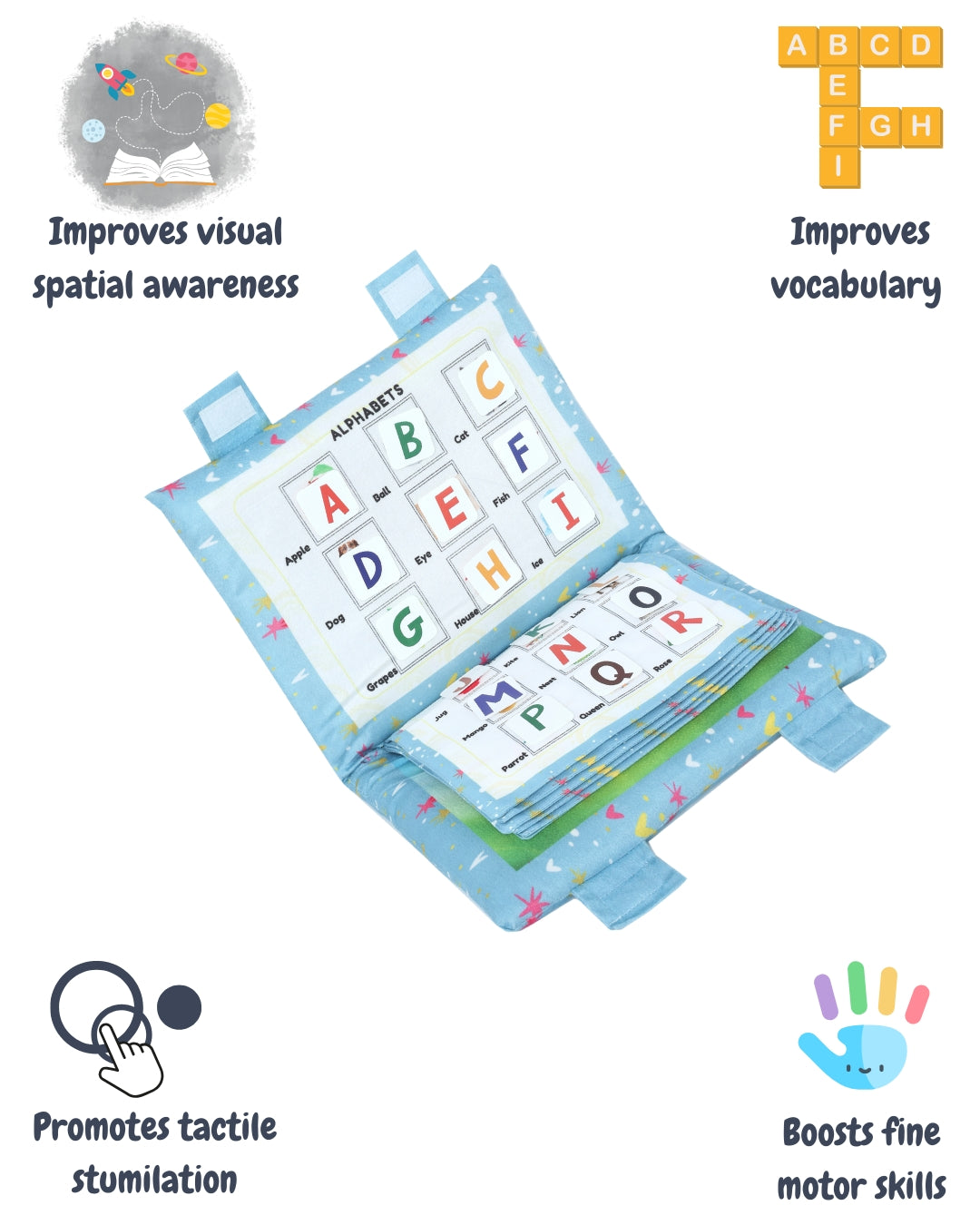PiK A BOO Quiet Busy Velcro Activity Cushion Cloth Book for Babies & Toddlers Age 1-4 Yrs Early Learning Developmental Plush Soft Toy
