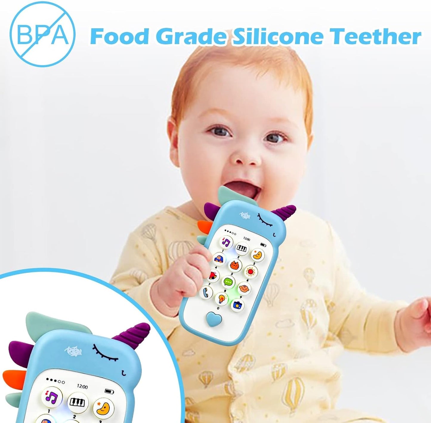 PiK A BOO Unicorn Baby Toy Mobile Phone – Musical Light-Up Learning Toy for Toddlers | 13cm