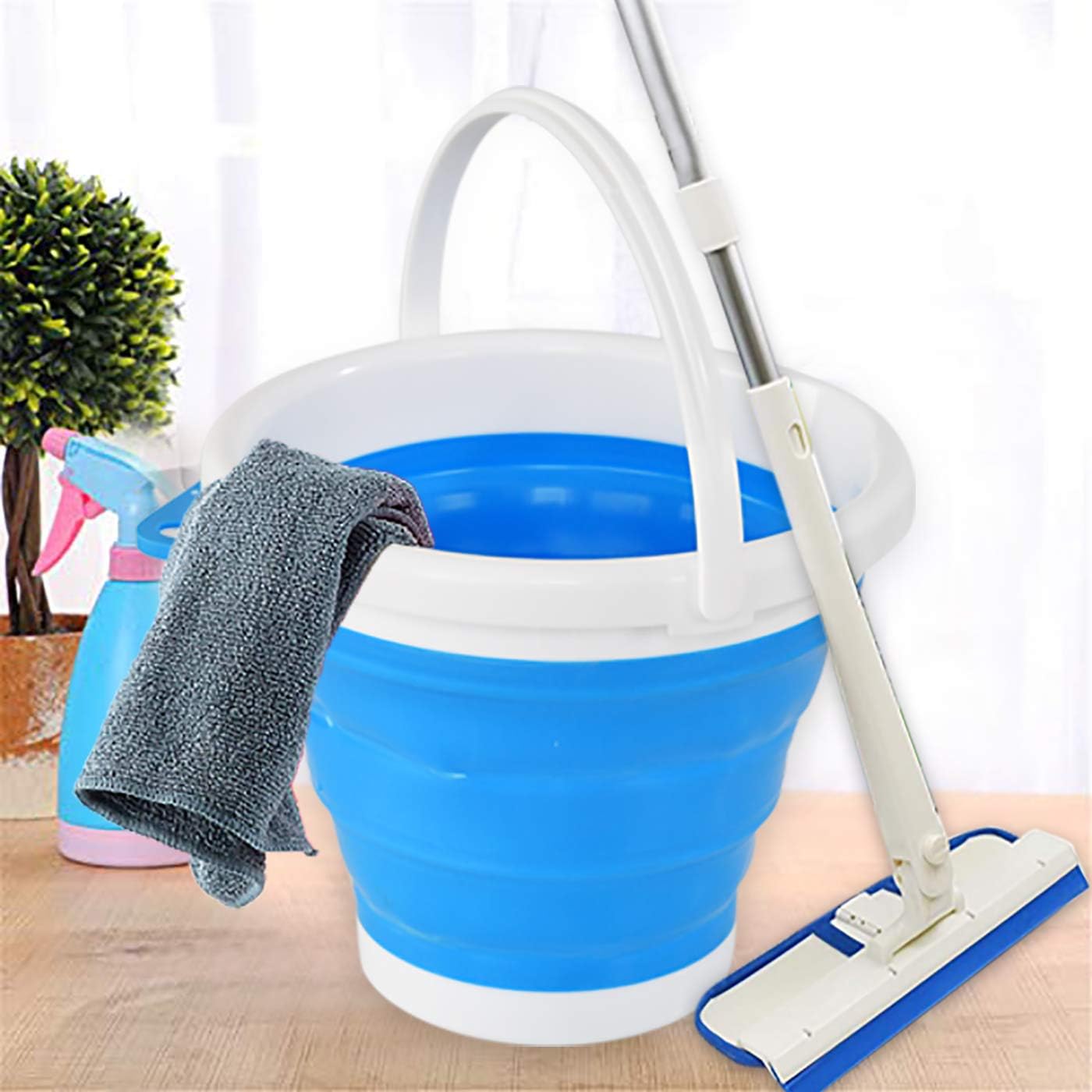 Collapsible Bucket, Portable Bucket for Cleaning, Plastic Bucket for Outdoor or Indoor