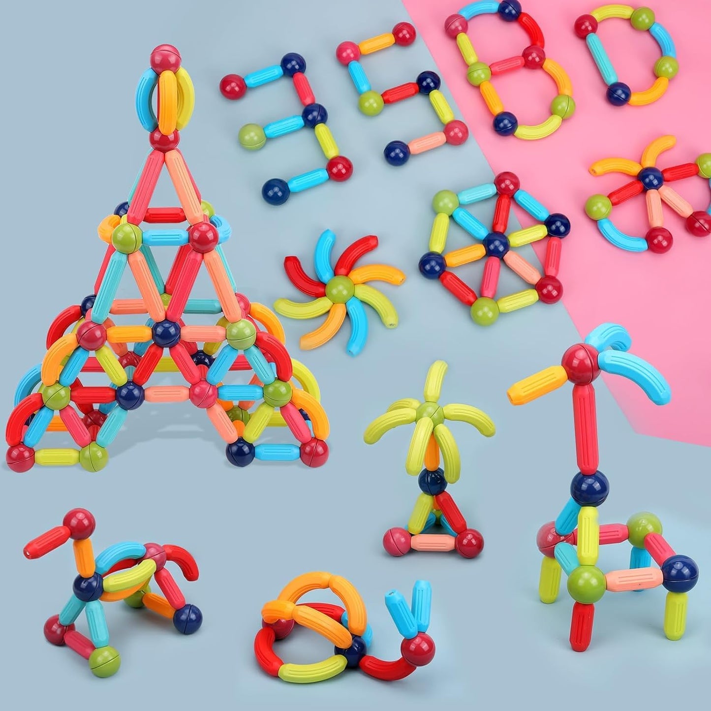64 Piece Magnetic Building Sticks & Balls Set – Educational Activity Toys for Toddlers, for Kids 3+ Years ( 705-64)