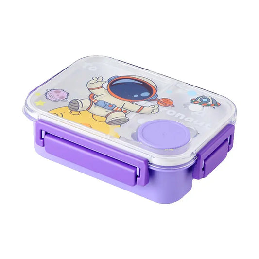 AstroMunch 2-Grid Bento Lunch Box | Leak-Proof Stainless Steel Tiffin with Utensils for Kids