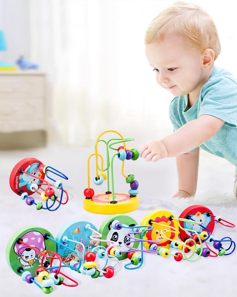 Bead Roller Coaster Track Wooden Montessori Activity Set for Infants, Toddlers (Any 1)