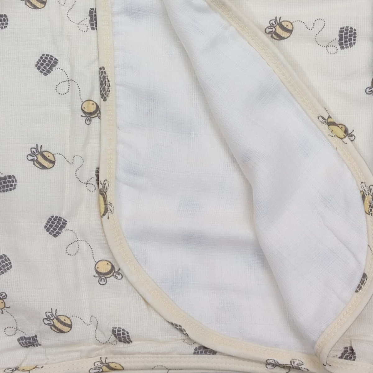 Buzzing Comfort Muslin Swaddle Blanket | 6-Layered Bee-Themed Baby Wrap – Ultra-Soft, Breathable & Cozy for Newborns