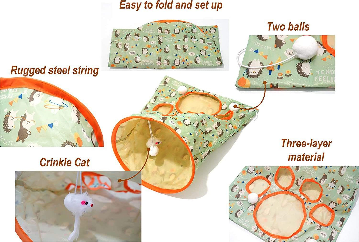 Cat Tunnel Bag with Plush Ball Toy