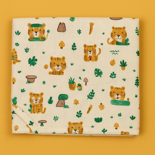 Tiger Tots | Soft Muslin Hooded Baby Wrapper – Adorable Tiger Design for Cozy Comfort