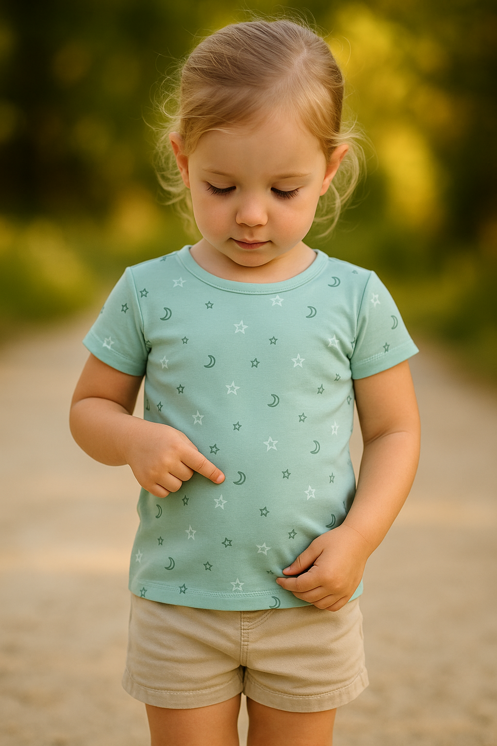 Star & Moon Unisex T-Shirt – Green Tee for Boys & Girls