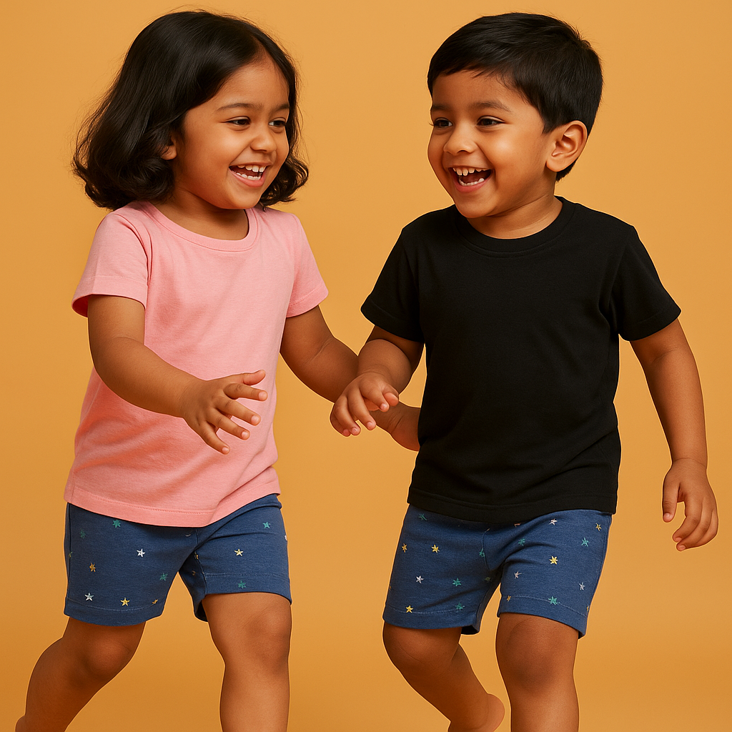 Cotton Grey Star Unisex Kids Shorts (8–10 Yrs) | Soft & Stylish 1pc Wear