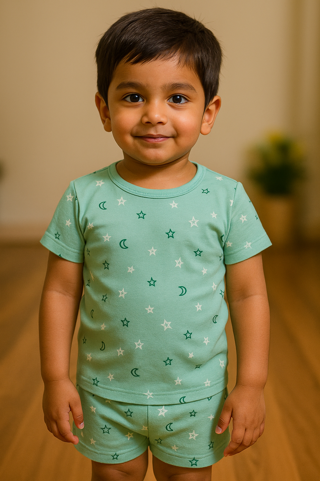 Star & Moon Unisex T-Shirt – Green Tee for Boys & Girls