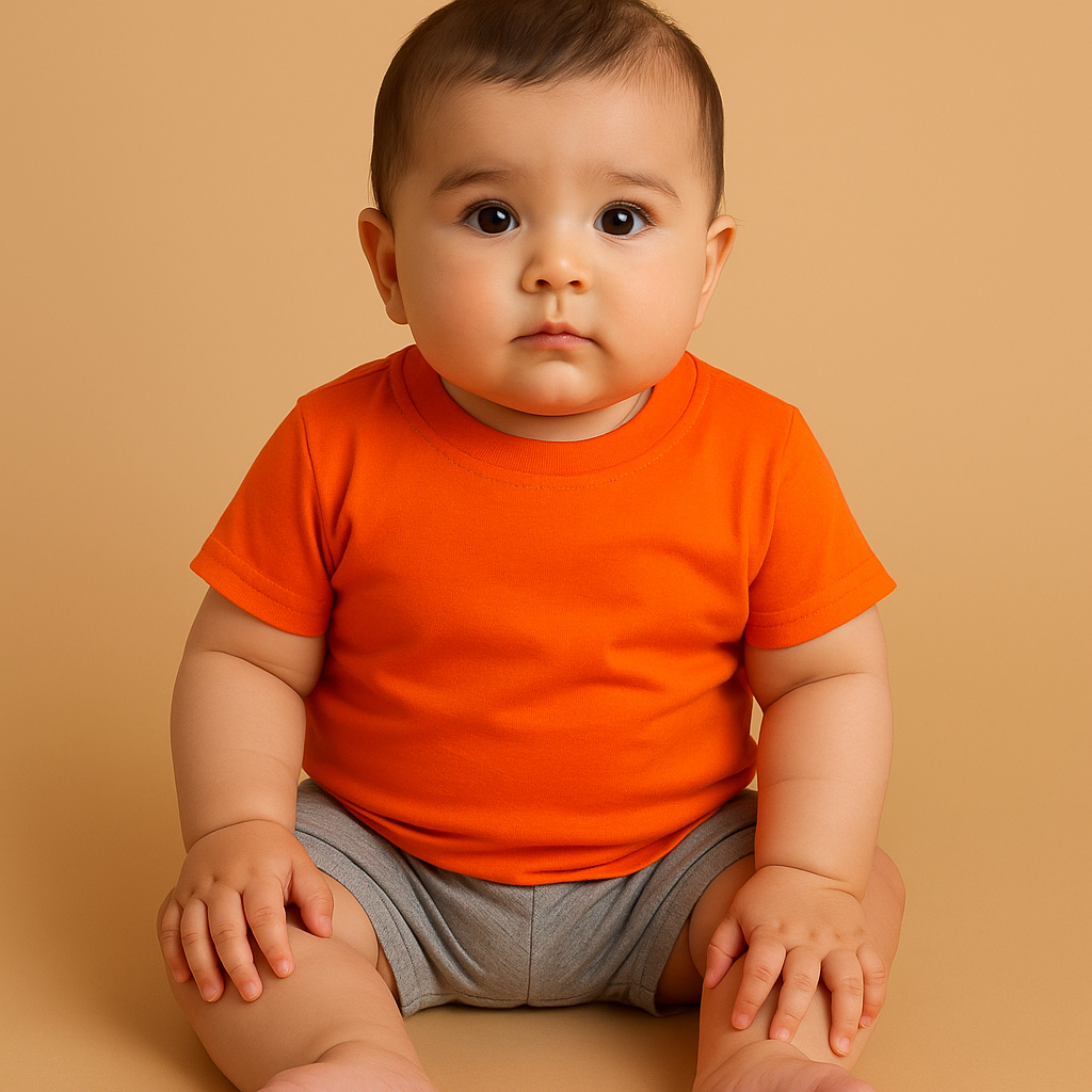 Orange Baby T-Shirt – Soft Short Sleeve Tee for Infants