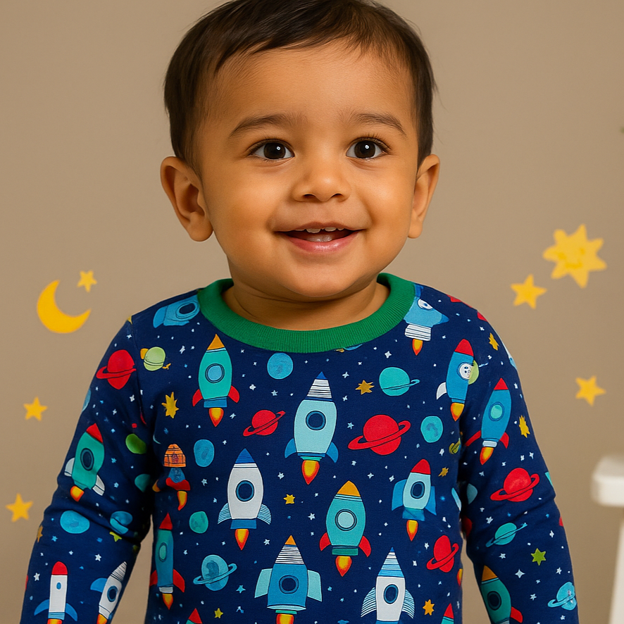 Cute Space Series T-Shirt – Astronaut & Planet Print Tee