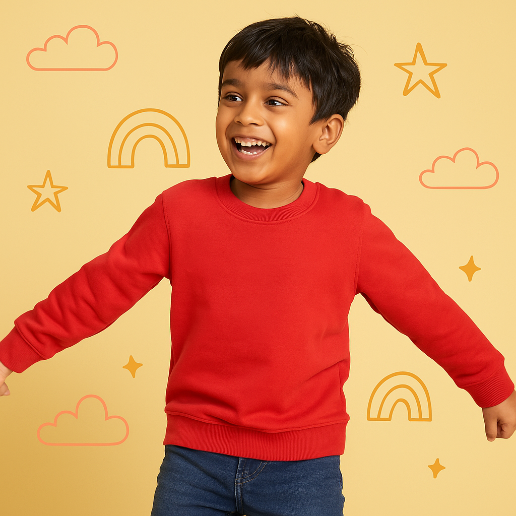 Red Stylish Sweatshirt for Kids (11–12 Years) | Comfy Unisex Winter Wear