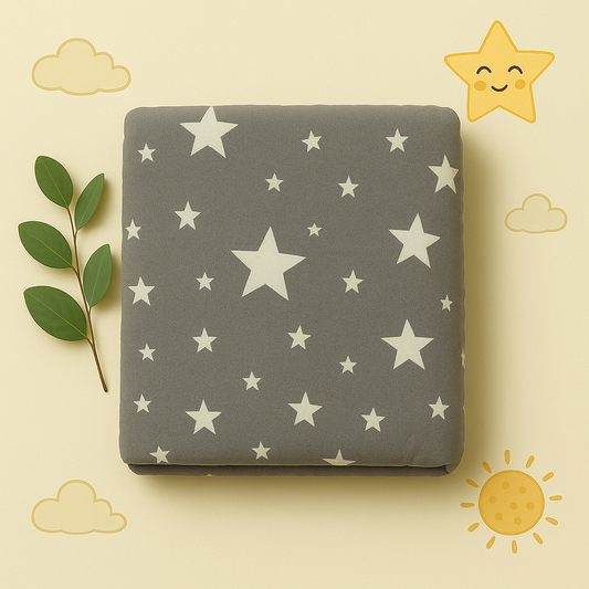 Starry Dreams Muslin Swaddle Blanket | 6-Layered Grey Star Print – Soft, Breathable & Cozy Comfort for Newborns