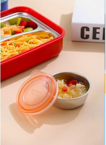 Cherry Green Bento Lunch Box | 3-Grid + Dibbi 800+150ml Leak-Proof Lb-8949