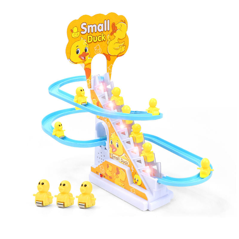 Duck Climbing Stairs Track Toy – Music & Lights Fun Play for Kids