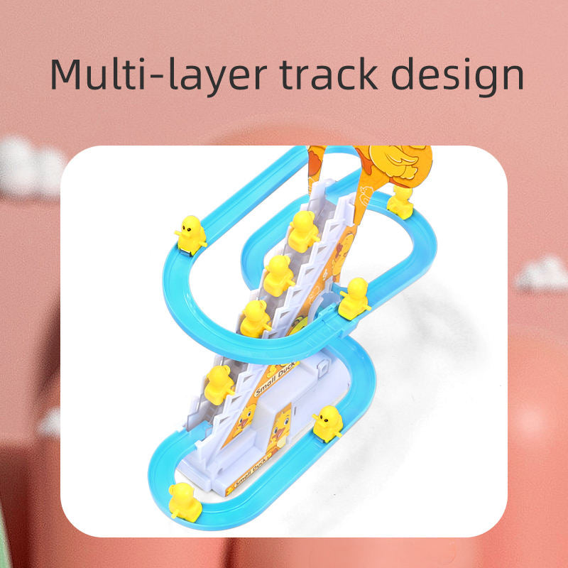 Duck Climbing Stairs Track Toy – Music & Lights Fun Play for Kids