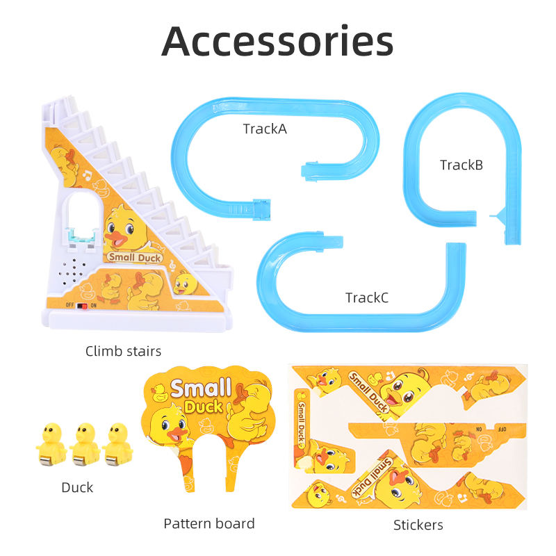 Duck Climbing Stairs Track Toy – Music & Lights Fun Play for Kids