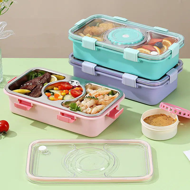 FreshMeal Steel Bento Lunch Box | 2-Compartment Tiffin with Dibbi & Spoon for Kids & Office Meals