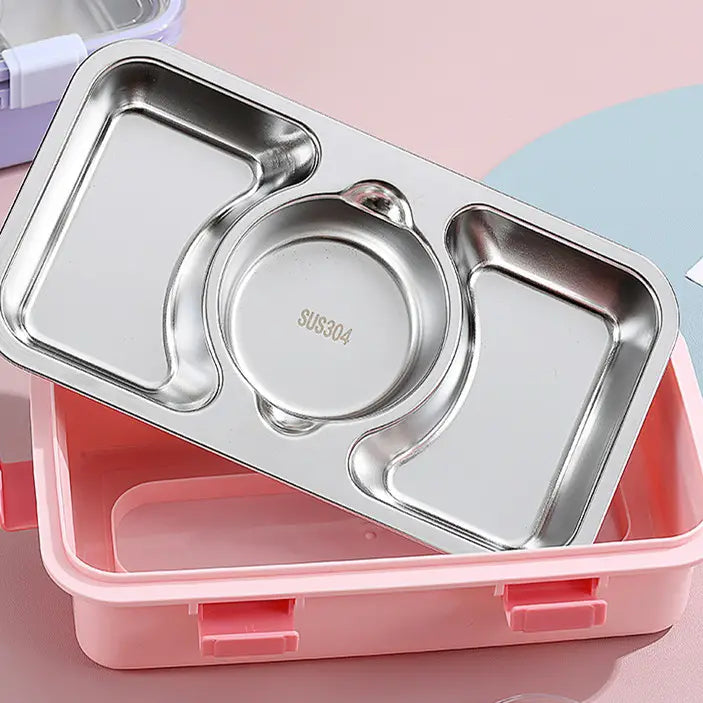 FreshMeal Steel Bento Lunch Box | 2-Compartment Tiffin with Dibbi & Spoon for Kids & Office Meals