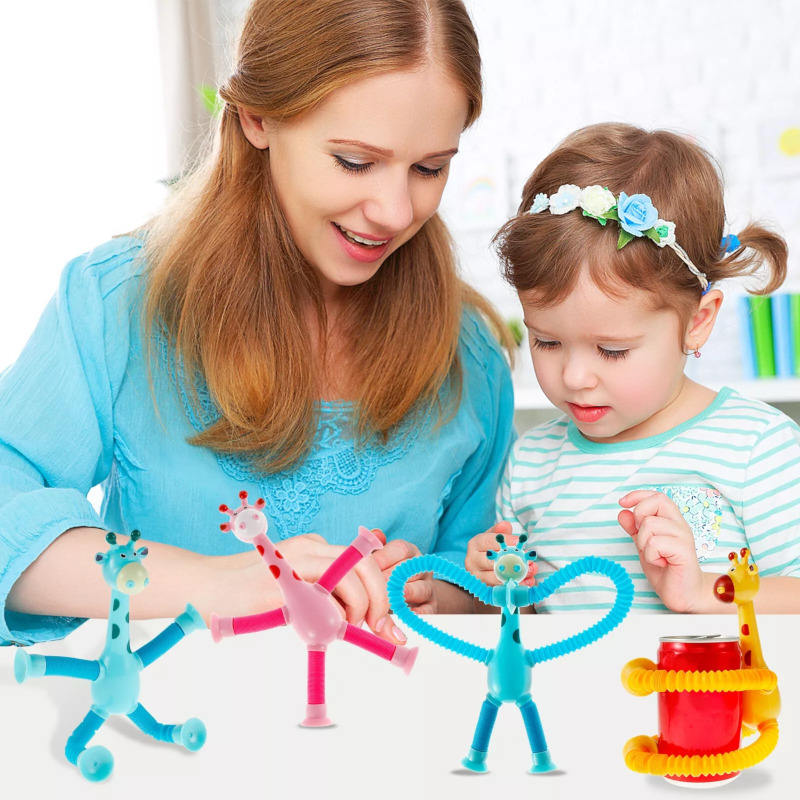 Giraffe Suction Pop Tube Toy – Baby Fidget Fun