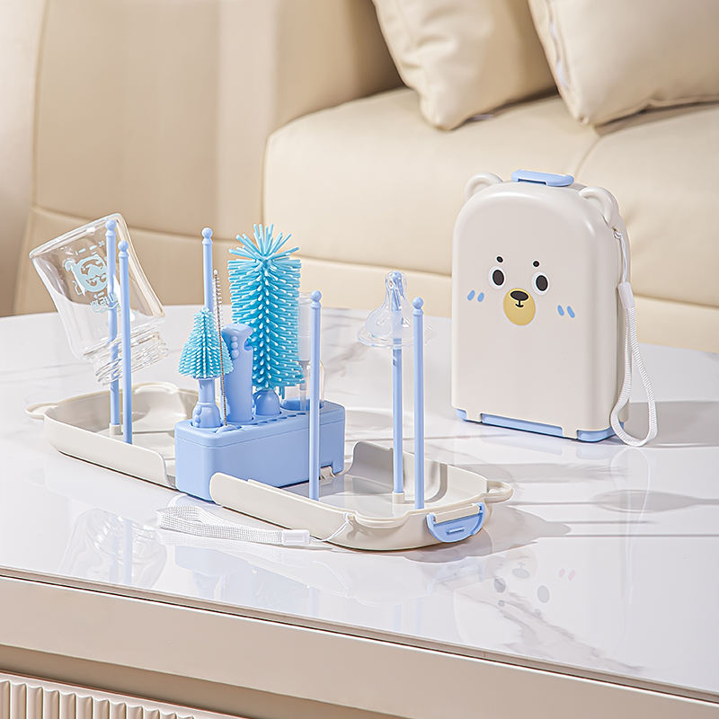 Foldable Bottle Cleaning Brush Set | Multi-Functional Kit with Drain Rack – Travel-Friendly & BPA-Free