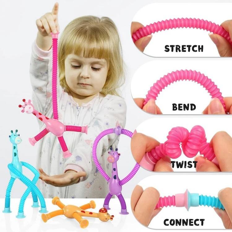 Giraffe Suction Pop Tube Toy – Baby Fidget Fun