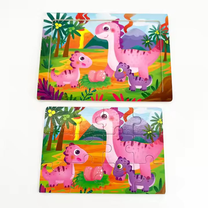 Wooden Animal Puzzle Set for Kids – 12-Piece Educational Toy Game Gift