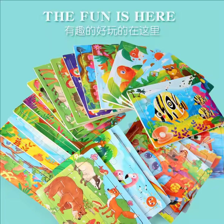 Wooden Animal Puzzle Set for Kids – 12-Piece Educational Toy Game Gift