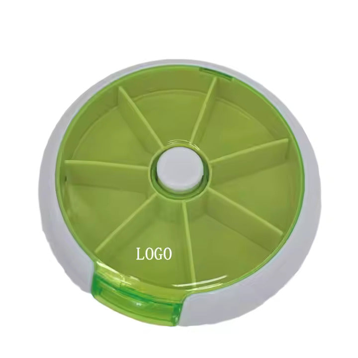 Portable Seven Compartments Round Rotate Weekly Pill Box Organizer