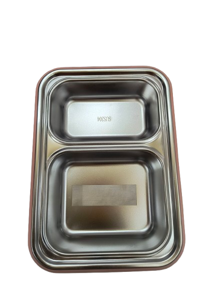 Surplus Stock: Stainless Steel Lunch Box – 2-Compartment Leakproof