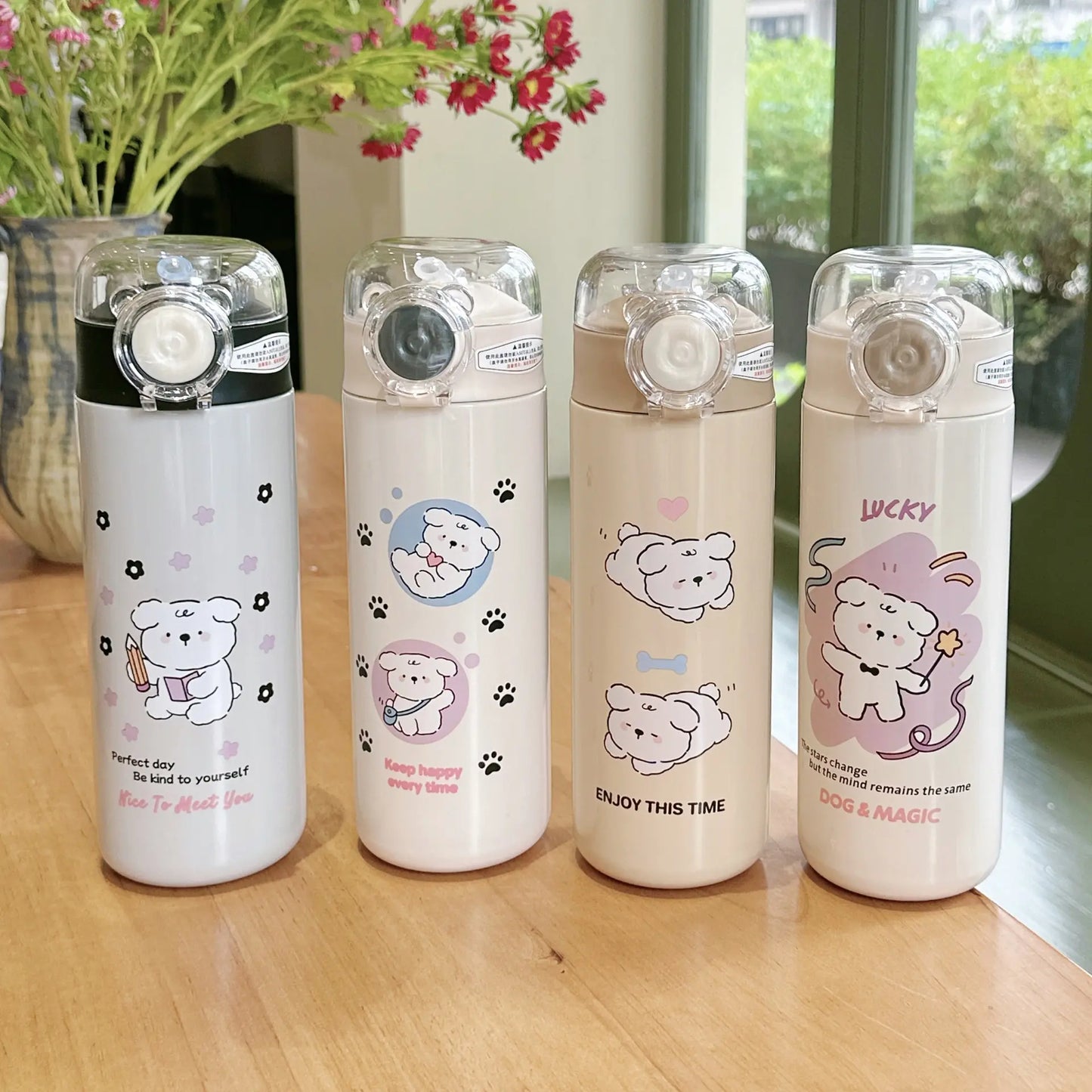 KawaiiPanda Steel 500ml Water Bottle Flip-Lid Leak-Proof Sipper | Stainless Steel Insulated Bottle for Kids & Adults