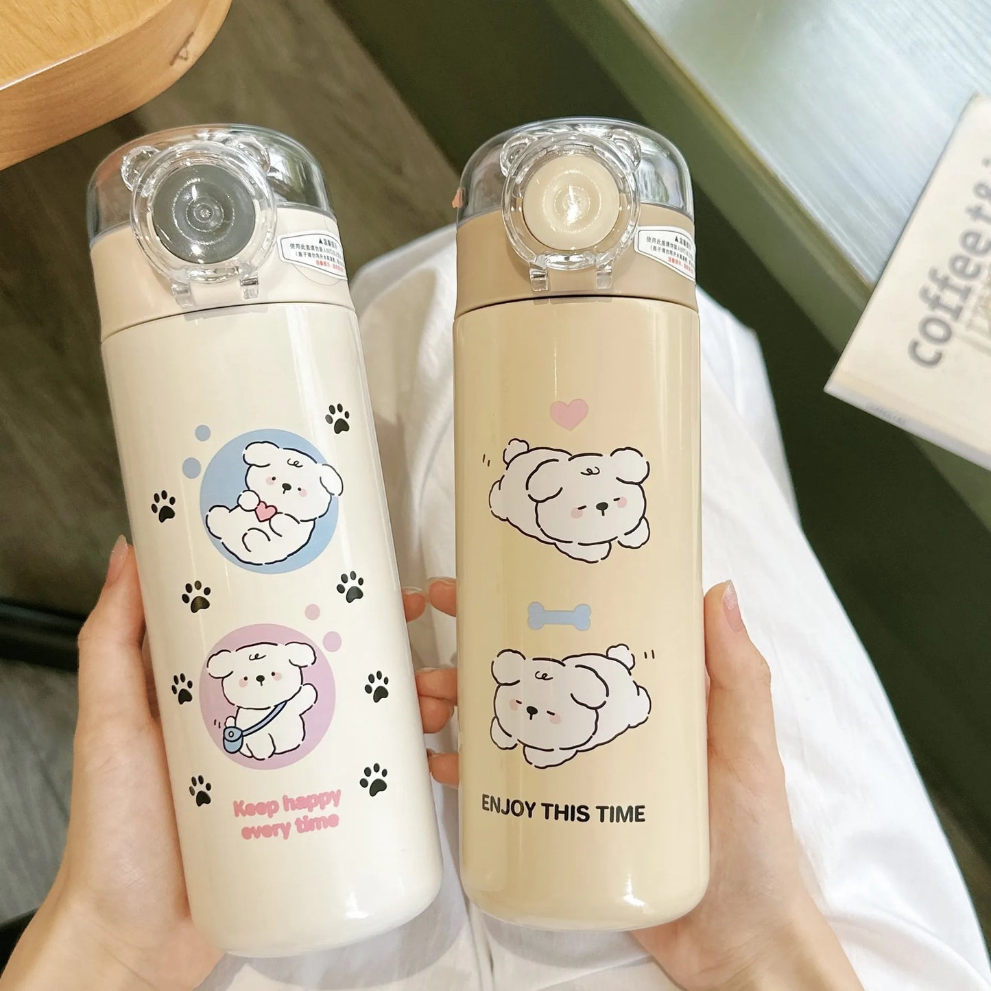 KawaiiPanda Steel 500ml Water Bottle Flip-Lid Leak-Proof Sipper | Stainless Steel Insulated Bottle for Kids & Adults