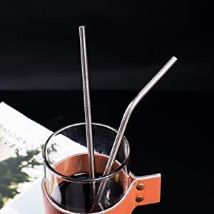 Metal Straw Set – 2 Bent & 2 Straight | Reusable with Brush