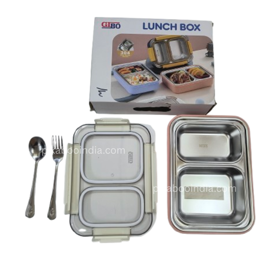 Surplus Stock: Stainless Steel Lunch Box – 2-Compartment Leakproof