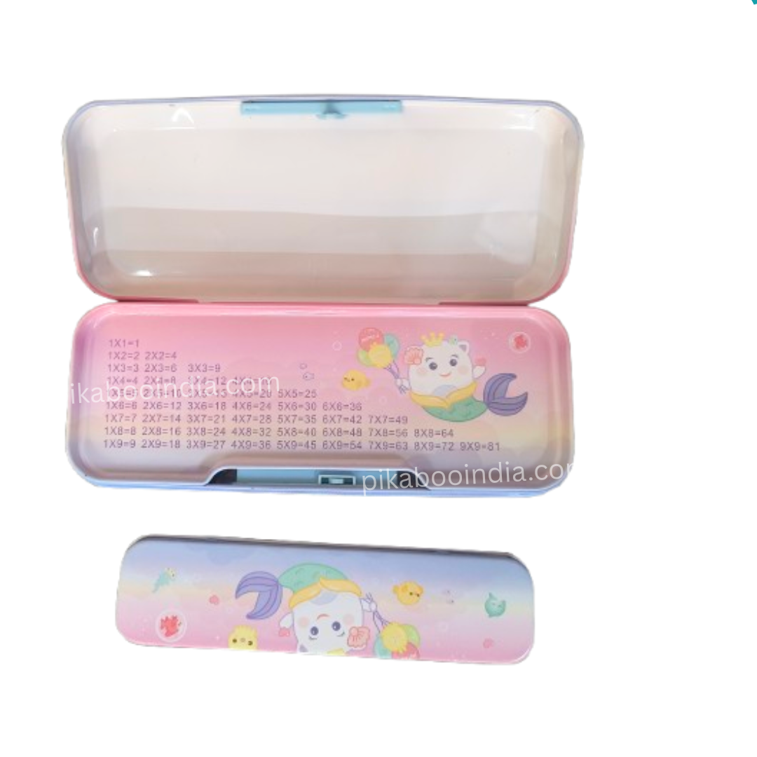 Metal Pencil Box – Mermaid Print Design | Organized Storage for Kids