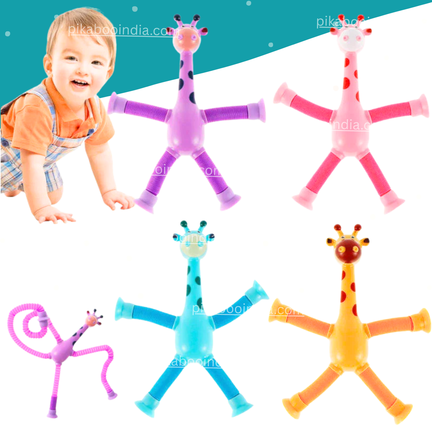 Giraffe Suction Pop Tube Toy – Baby Fidget Fun