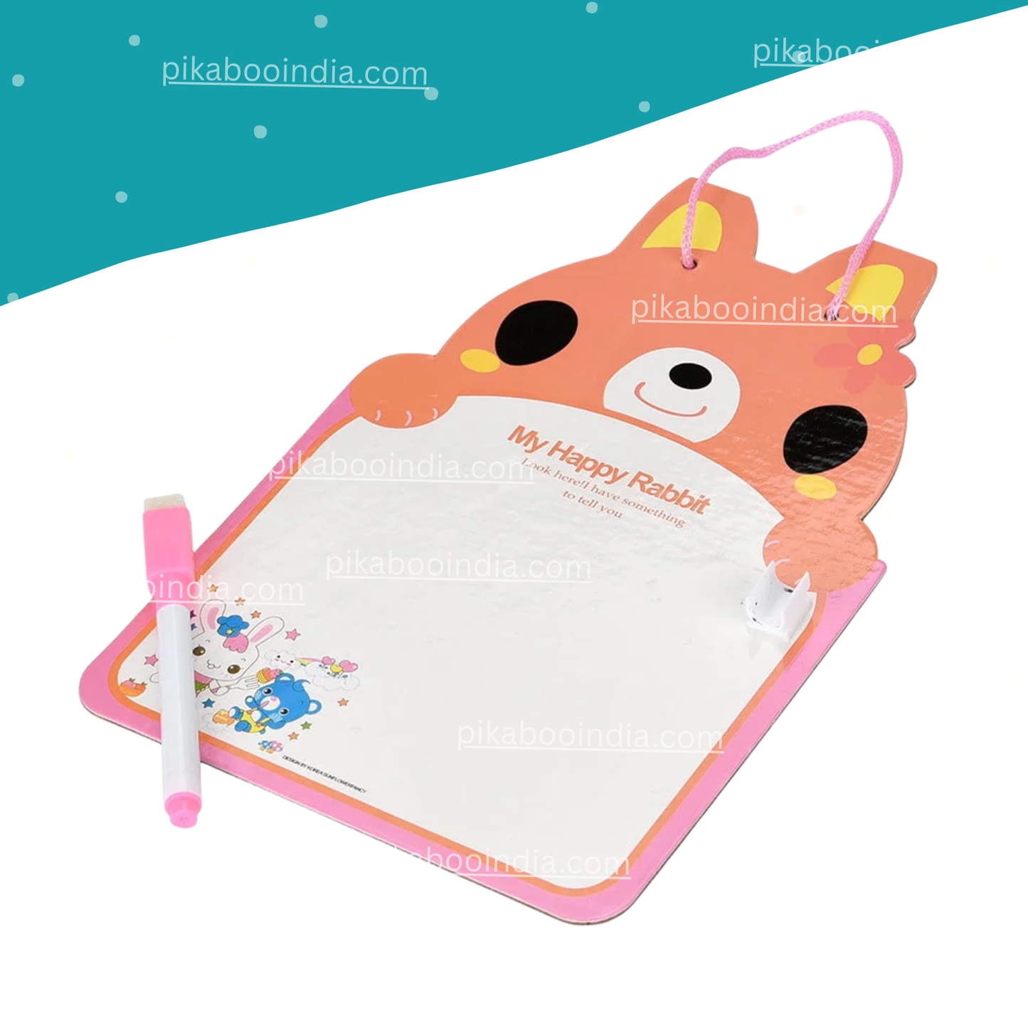 Reusable Dry-Erase Drawing Board Ages 3–6 | Cartoon Rabbit Educational Toy