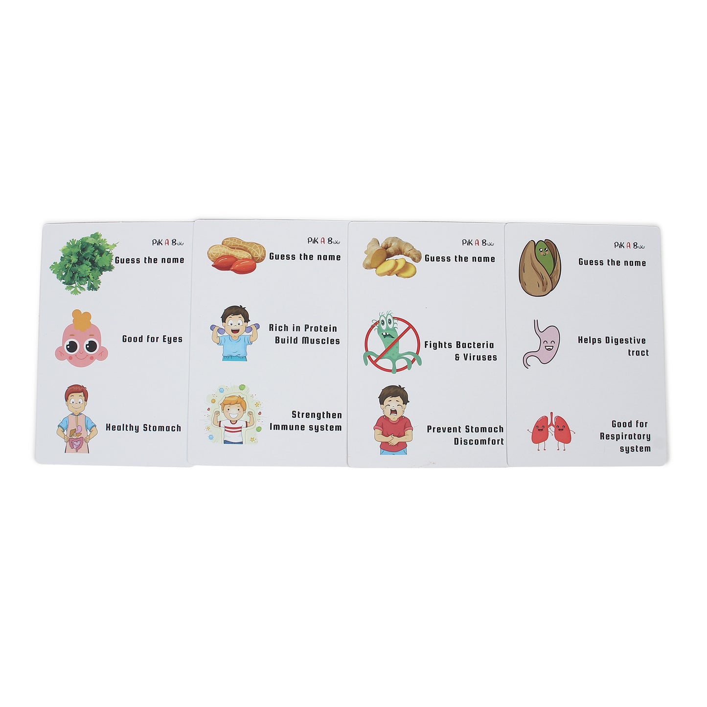 PIK A BOO Nuts & Seeds Flash Cards – Educational | Early Learning Kids (Set of 18)