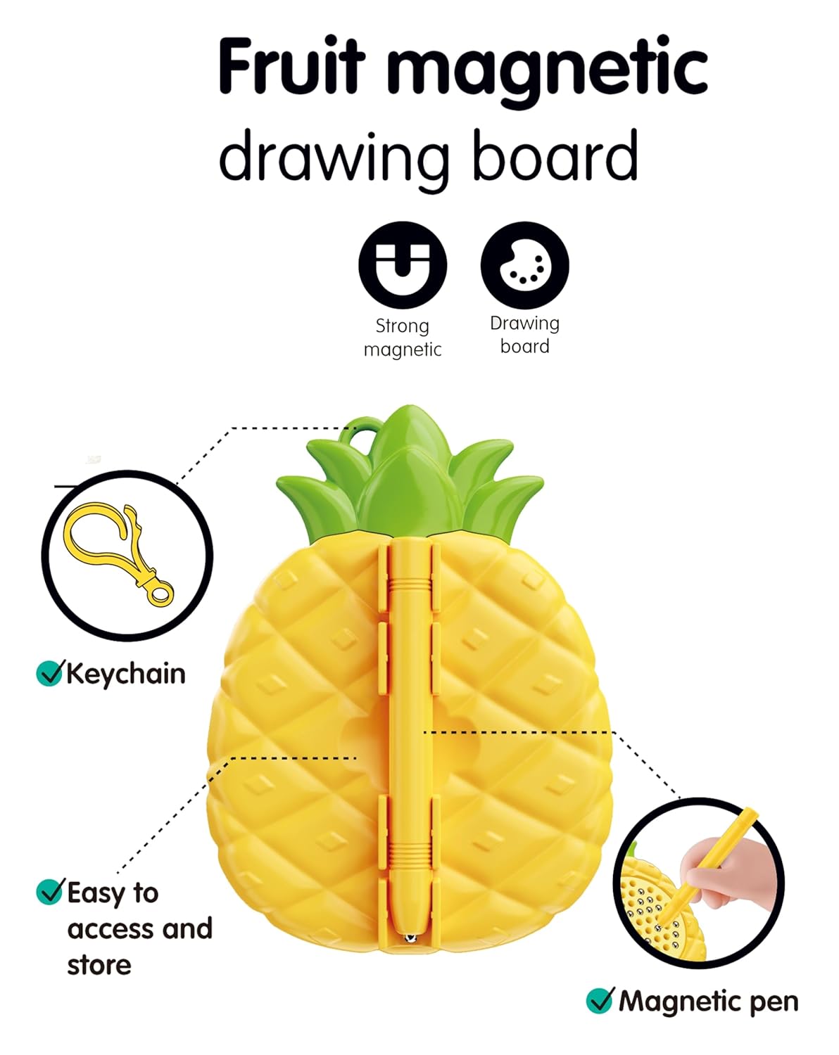 Pineapple Magnetic Board Drawing Stylus Keychain Toy