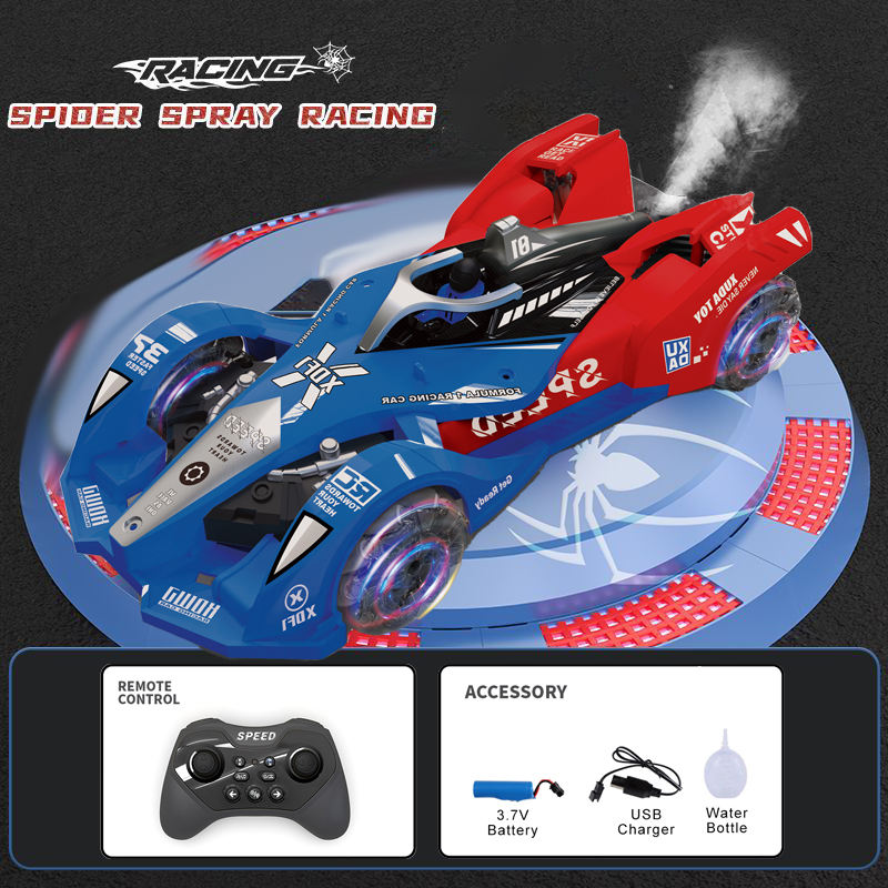 RC Stunt Car with Lights & Spray – Drift Racing Toy Factory (New but Box slightly damaged)