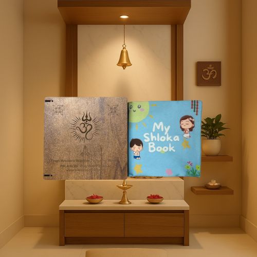 PiK A BOO Shloka Cloth Book With ॐ Wooden Box For Kids Exclusive with Crinkle Page for Infants, Toddlers, Kids