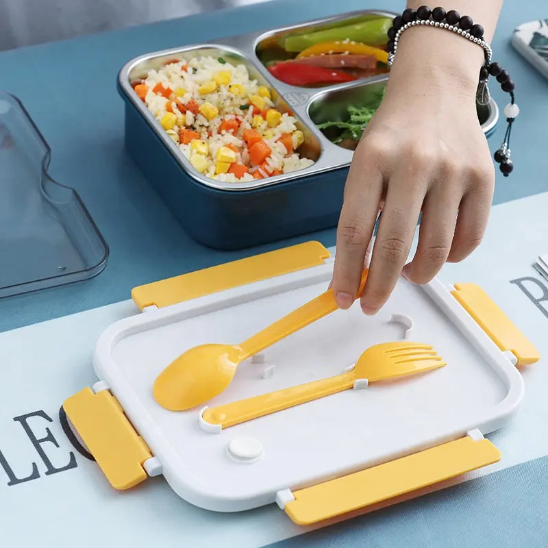 SnapBite Bento Lunch Box | 750ml Mixproof Tiffin with Spoon & Fork for Kids & Office Meals Lb-8913