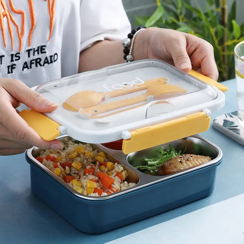 SnapBite Bento Lunch Box | 750ml Mixproof Tiffin with Spoon & Fork for Kids & Office Meals Lb-8913
