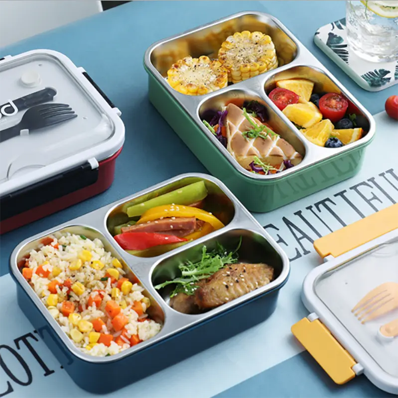 SnapBite Bento Lunch Box | 750ml Mixproof Tiffin with Spoon & Fork for Kids & Office Meals Lb-8913